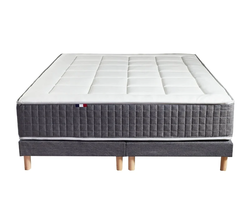 Ensemble 180X200 Matelas ressorts 30 cm 7 zones + Mémoire de forme + Sommier KING STYLE Fabriqué en France