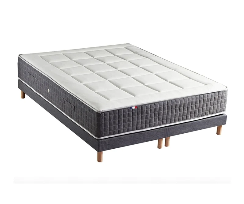 Ensemble 180X200 Matelas ressorts 30 cm 7 zones + Mémoire de forme + Sommier KING STYLE Fabriqué en France