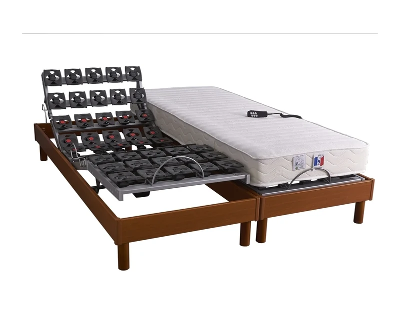 Lot de 2 Sommiers de relaxation électriques tous plots avec Réglage fermeté lombaire 180x200 cm
