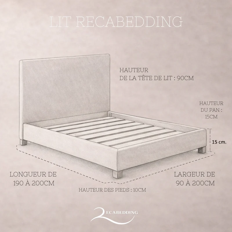 Loft - Lit avec tête de lit design nordique en tissu bouclette Gris