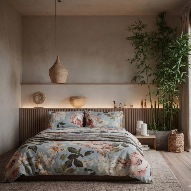 Completo Lenzuola vanity flowers Floreale in Percalle
