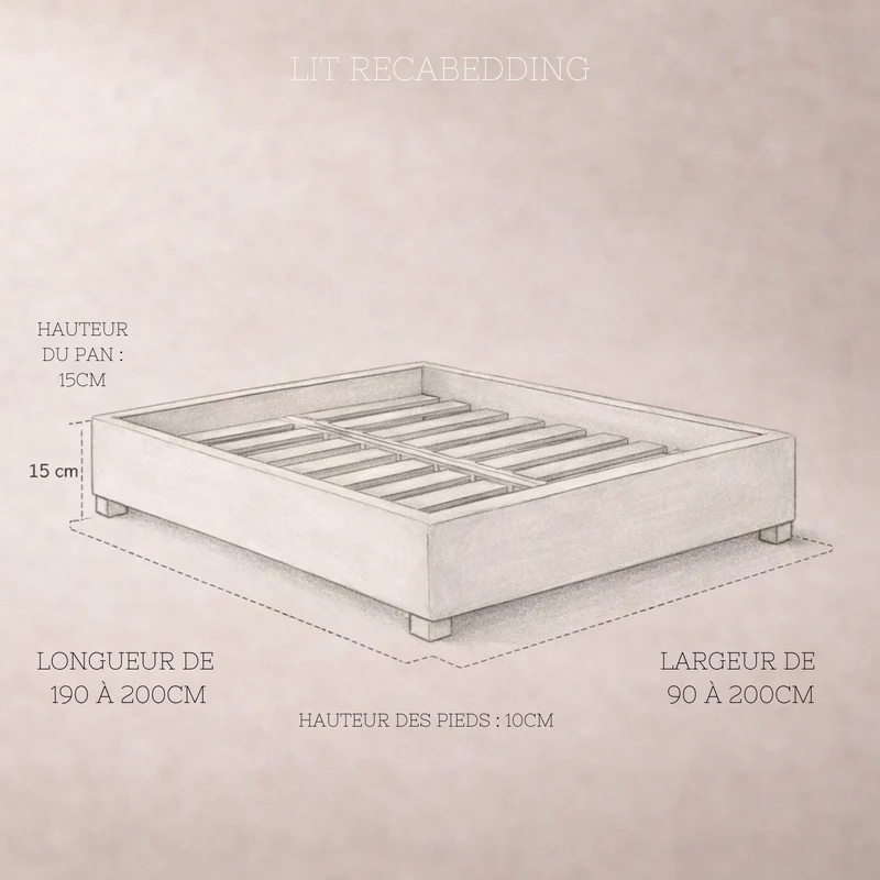 Cosy - Lit sans tête de lit cadre de lit en tissu bouclette Beige