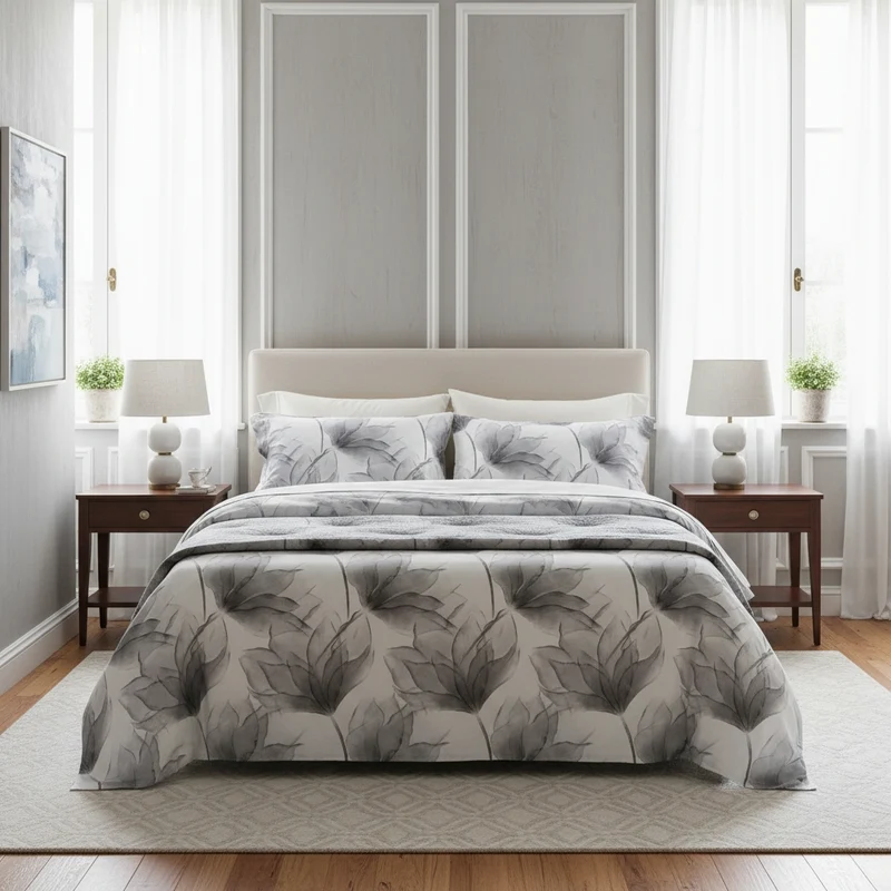 Completo Lenzuola abstract flower Floreale in Raso di cotone