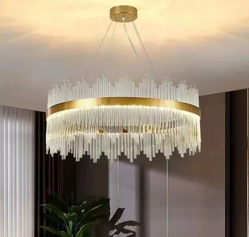 LUSTRE AURORE EN VERRE AVEC CADRE ROND