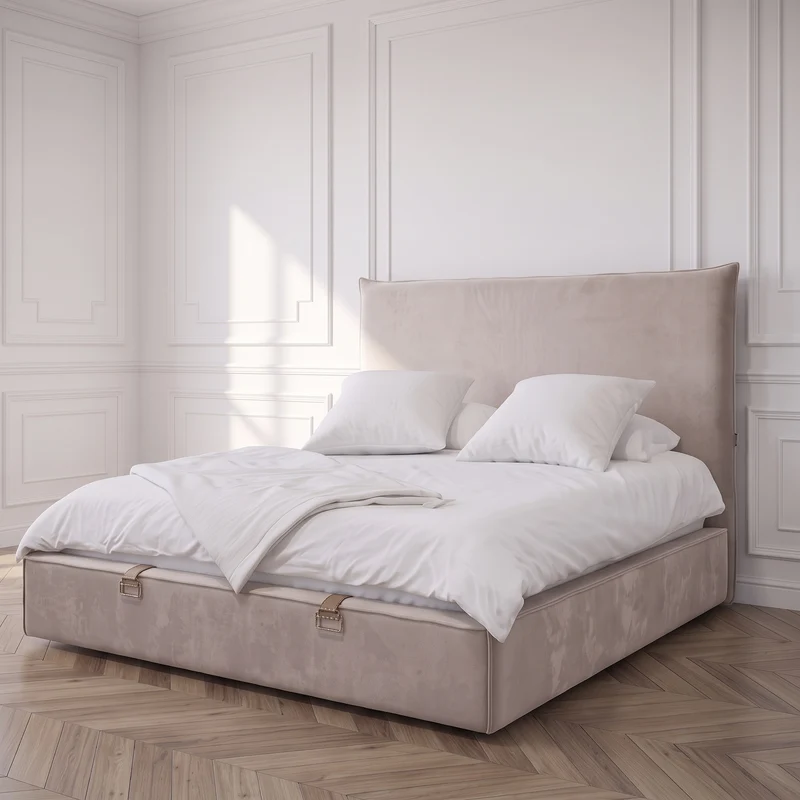 Lit Coffre Lovely - Velours Taupe