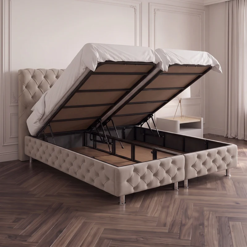 Lit Coffre Sydney Beige - Douceur, Sophistication et Fonctionnalité