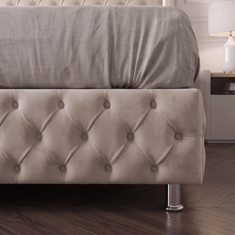 Lit Coffre Armony Beige - Confort, Élégance et Fonctionnalité