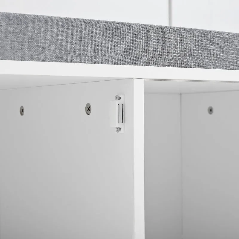 Vestiaire d’entrée blanc, porte-manteaux avec banc à chaussures 120x40x191cm