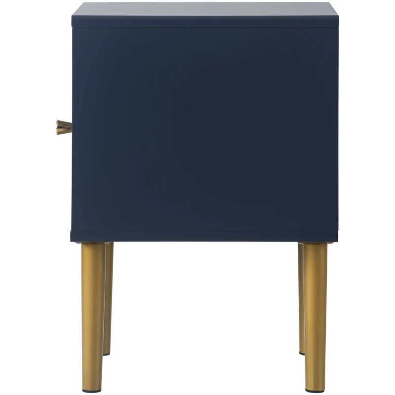Table de chevet 1 porte battante bleu marine pies dorés H50/L35/P35 VIGNUIDS