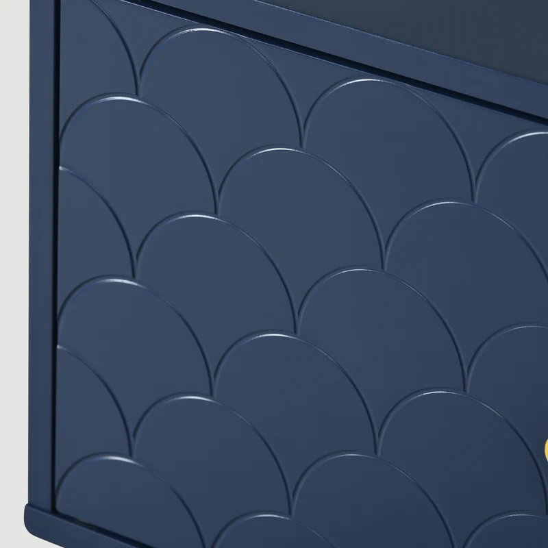 Table de chevet 1 porte battante bleu marine pies dorés H50/L35/P35 VIGNUIDS