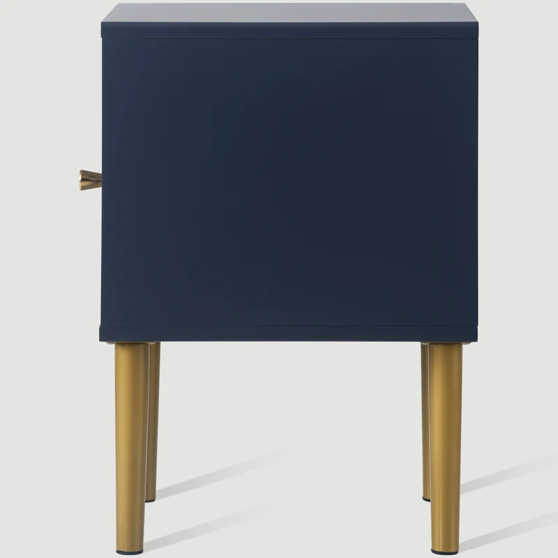 Table de chevet 1 porte battante bleu marine pies dorés H50/L35/P35 VIGNUIDS