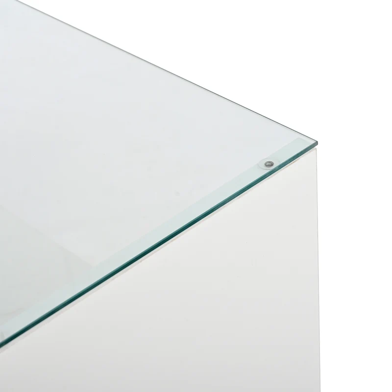 Table basse blanche avec LED 16 couleurs, 2 tiroirs et verre 105cm WALLWICKER