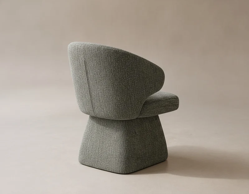 Lot de 2 Chaises Design Sculpturale - Tissu Chenille Vert Sauge