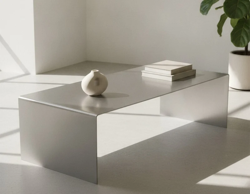 Table Basse Rectangulaire 120x60 cm en Acier Inoxydable - Design Waterfall