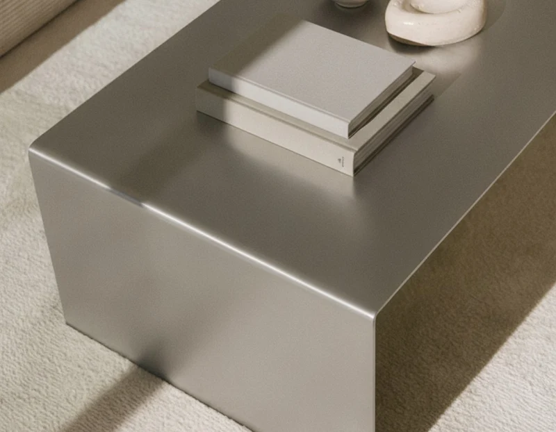 Table Basse Rectangulaire 120x60 cm en Acier Inoxydable - Design Waterfall