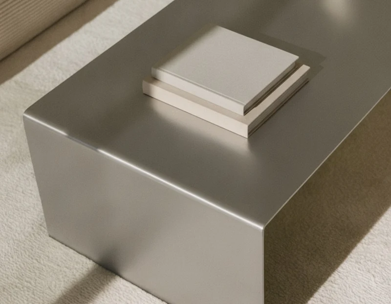 Table Basse Rectangulaire 120x60 cm en Acier Inoxydable - Design Waterfall