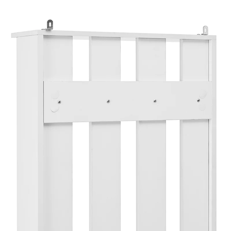 Vestiaire à l'entré blanc avec banc, porte-manteau et 8 crochets