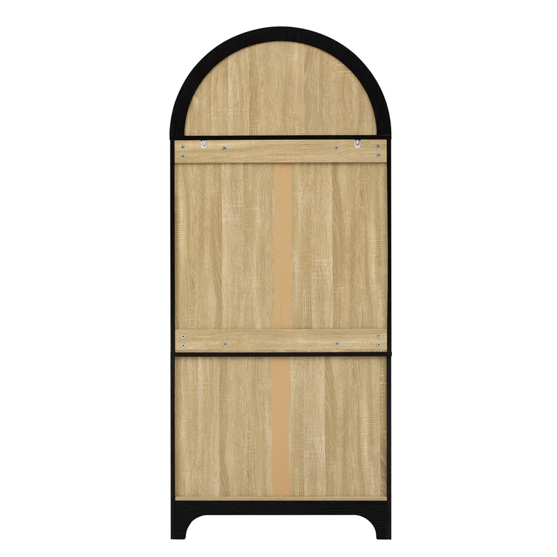 Armoire noire forme arche en verre cannelé rangement élégant 76×40×180cm RUSTICPINEONE