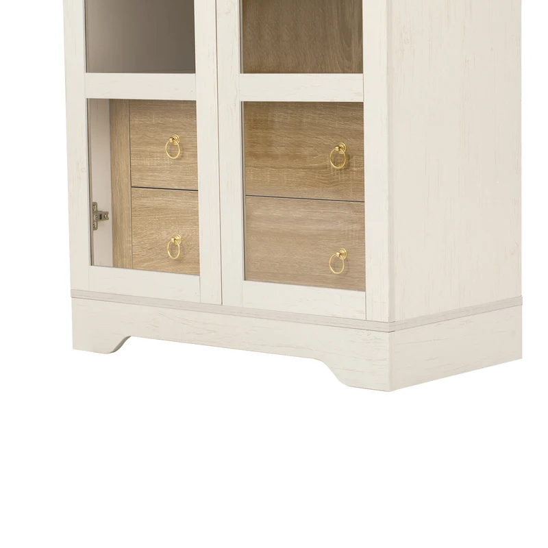 Armoire blanche forme arche en verre cannelé rangement élégant 76×40×180cm RUSTICPLANTSET