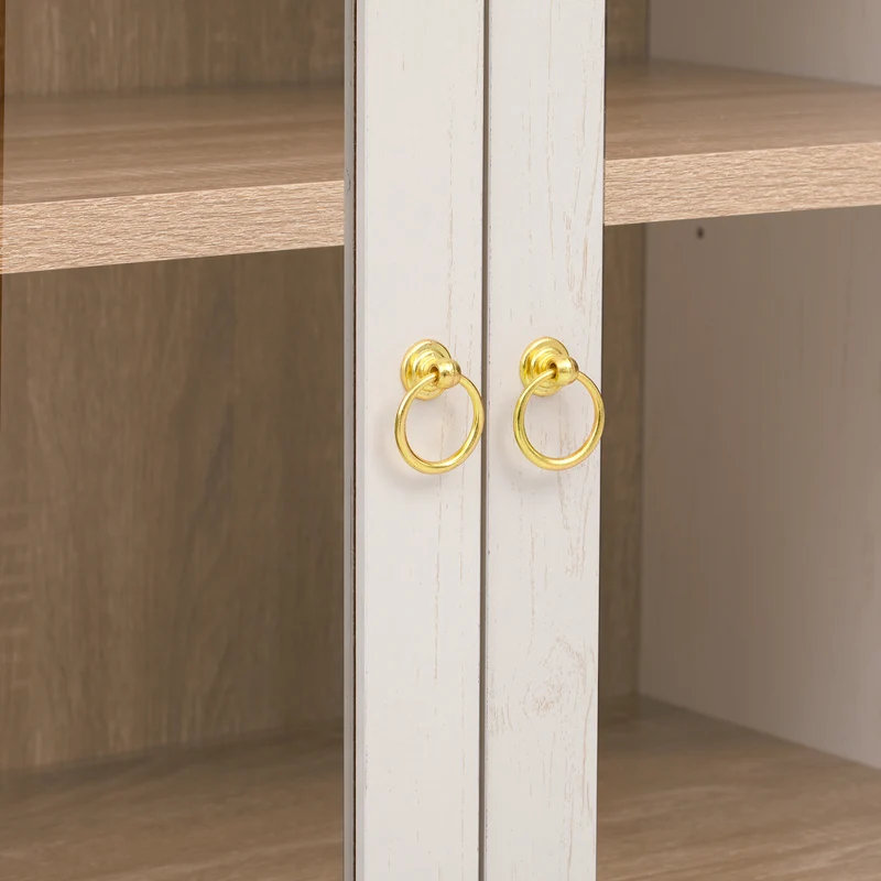 Armoire blanche forme arche en verre cannelé rangement élégant 76×40×180cm RUSTICPLANTSET