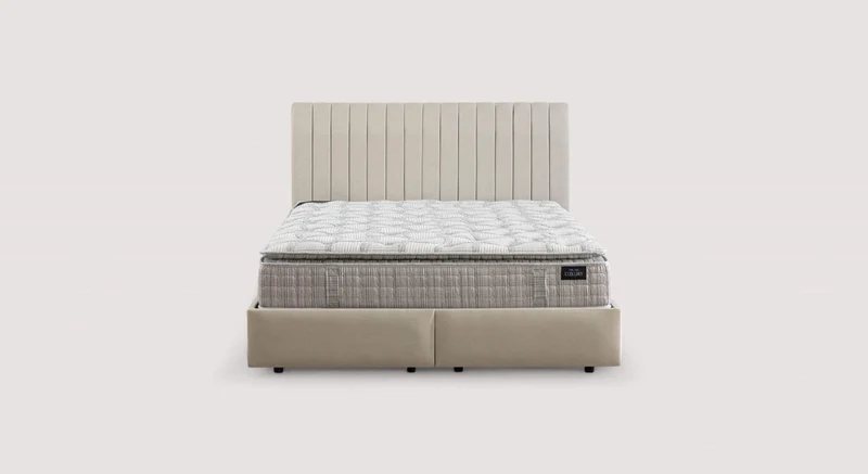 Pack lit coffre, matelas et tête de lit AMSTERDAM Zeugma Beige