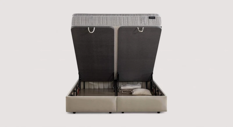 Pack lit coffre, matelas et tête de lit AMSTERDAM Zeugma Beige