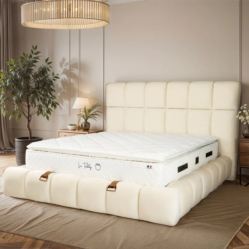 Matelas Le Teddy White Angels Mattress - Surmatelas Peluche Intégré, Confort Douillet, Épaisseur 30 cm, Simple Face