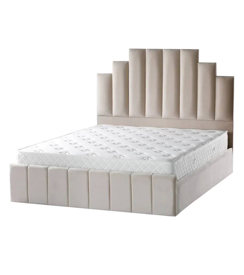 Cadre de Lit Pyramide Beige - Raffinement et Confort