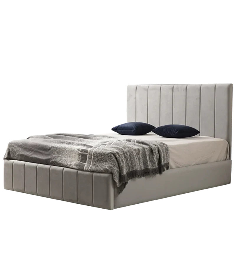Cadre de Lit Polo Gris - Confort Luxueux et Design