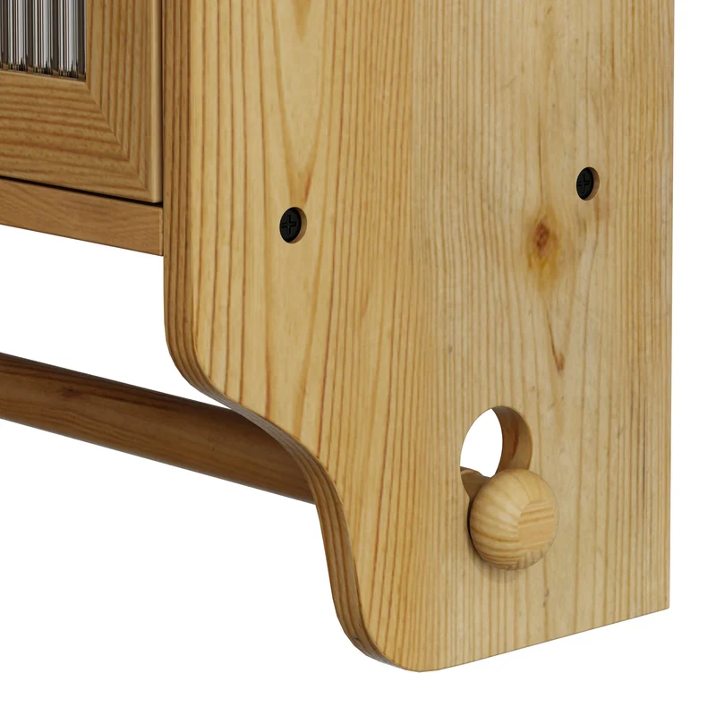 Armoire murale de cuisine effet bois massif et verre, style vintage, 3 niveaux BRIARSNOW