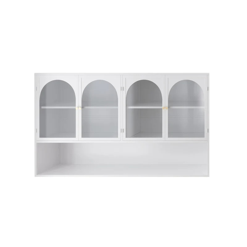 Armoire murale de cuisine métallique blanche avec 4 portes vitrées 120cm SCANDINAVIANCONCRETE