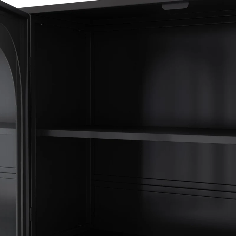 Armoire murale de cuisine métallique noire style industriel avec 4 portes vitrées 120cm SCANDINAVIANBOOKCASE