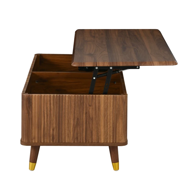 Table basse relevable effet noyer 97x52cm ADJUSTBAMBOOPLUS