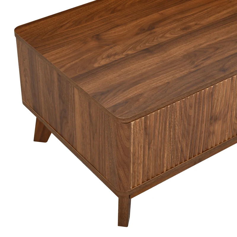 Table basse relevable effet noyer 1 niche 95x48cm ADJUSTCONCRETEELITE
