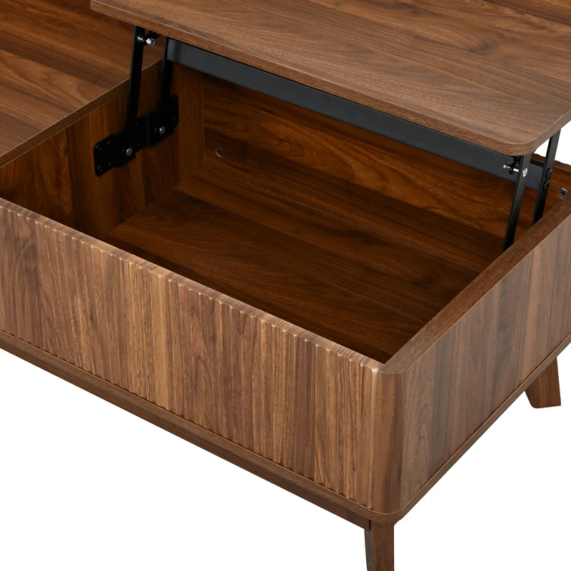 Table basse relevable effet noyer 1 niche 95x48cm ADJUSTCONCRETEELITE
