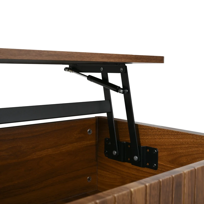 Table basse relevable effet bois noyer style rétro 100x48x55,5cm ADJUSTBOX