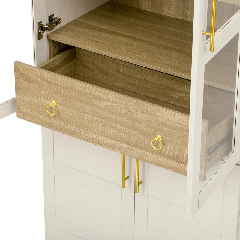 Armoire haut blanc forme arche avec verre cannelé 76x40x180cm RUSTICPILLOWSET
