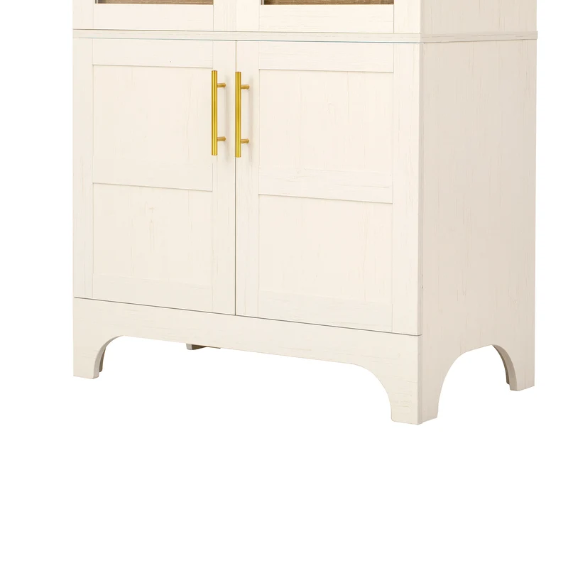 Armoire haut blanc forme arche avec verre cannelé 76x40x180cm RUSTICPILLOWSET