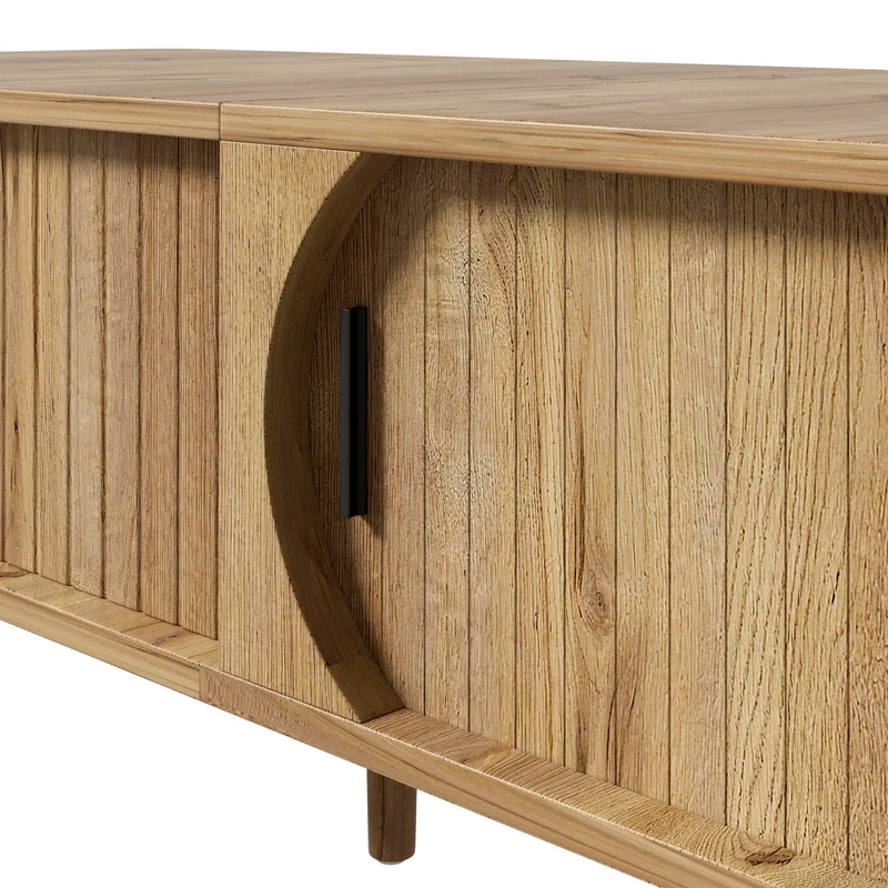 Table basse relevable effet bois, rétro, porte coulissante 100x48cm PILLOWDARK