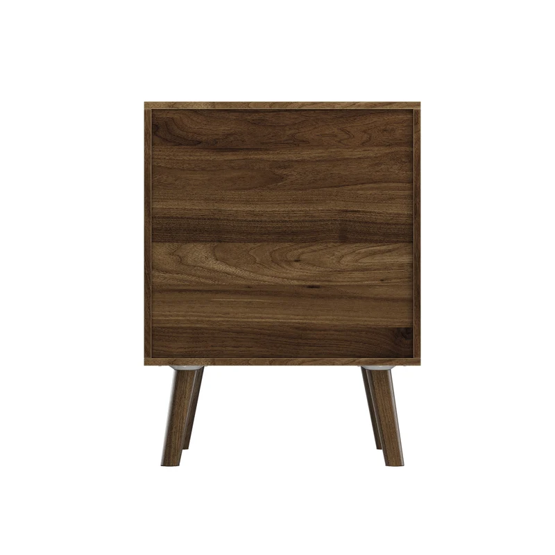 Table de chevet effet noyer design côtelé 2 tiroirs, 1 pièce BIRCHVANITY