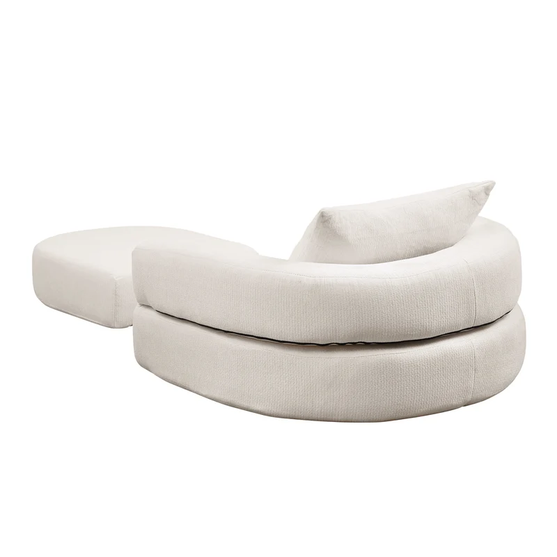 Canapé fauteuil convertible 2-en-1 matelas de sol modulable en chenille blanc avec oreiller intégré SUGARSECRET