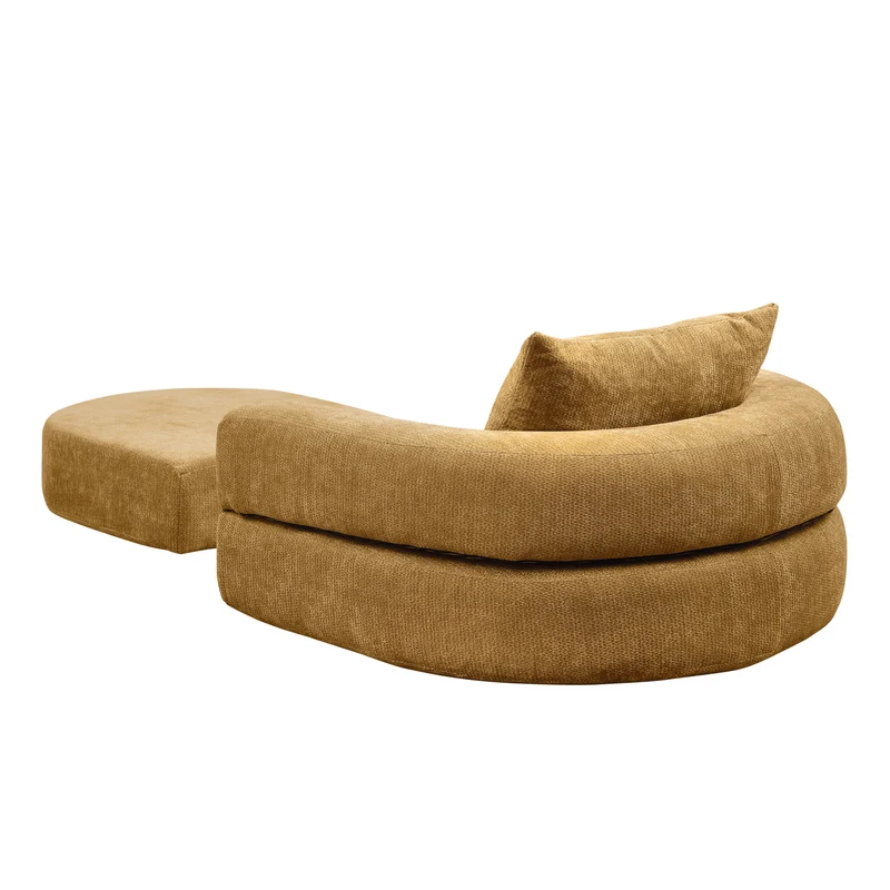 Canapé fauteuil convertible 3-en-1 matelas de sol modulable en chenille jaune avec oreiller intégré DRAGLINE