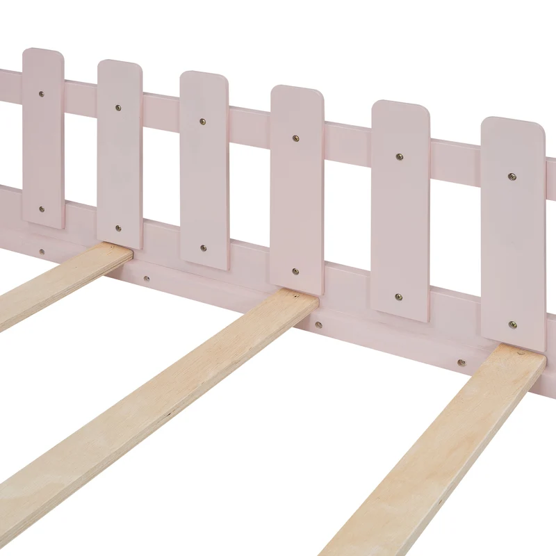 Lit enfant cabane rose en pin design maison 90x200cm INFINITEVYR