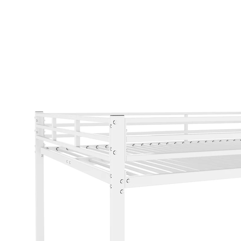 Lit double superposé en métal blanc échelle droit, sécurité enfant, 140x200cm INFINITEPULSE