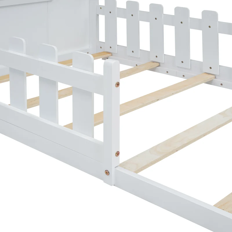 Lit enfant simple cabane en pin blanc, design maison, robuste et créatif 90x200 cm INFINITETHAL