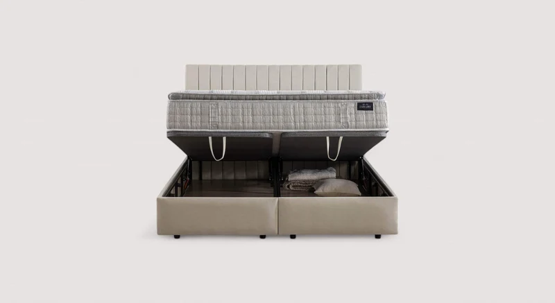 Lit coffre avec tête de lit AMSTERDAM Zeugma Beige