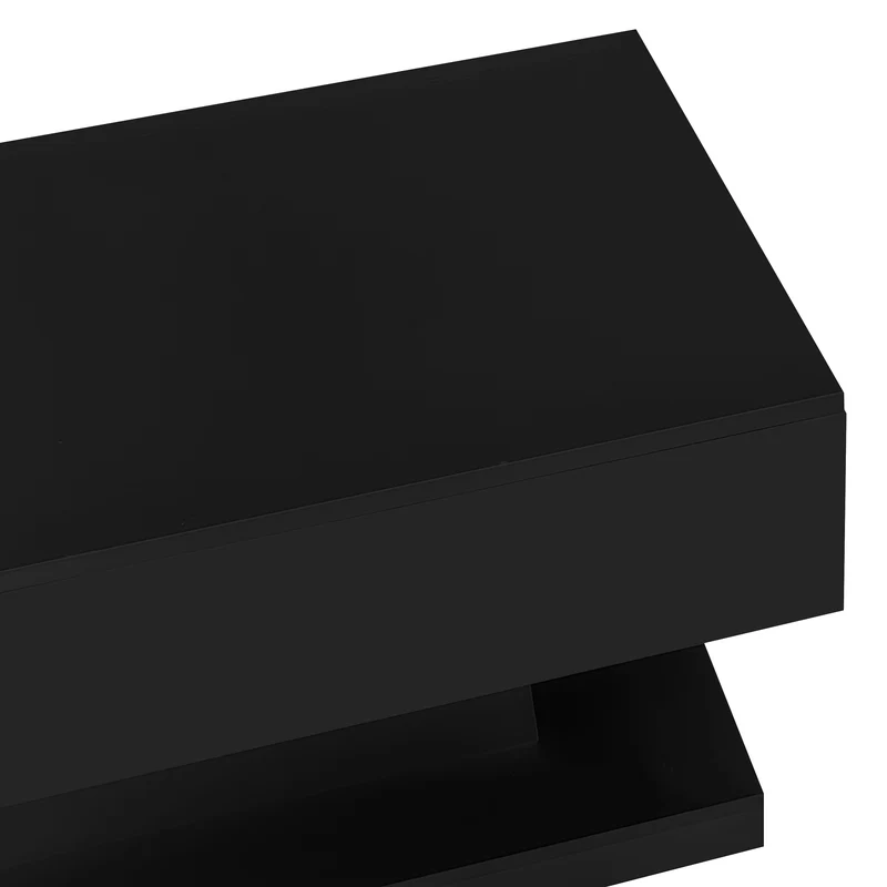 Table basse relevable laqué noire avec éclairage LED 100x50 cm SECRETION