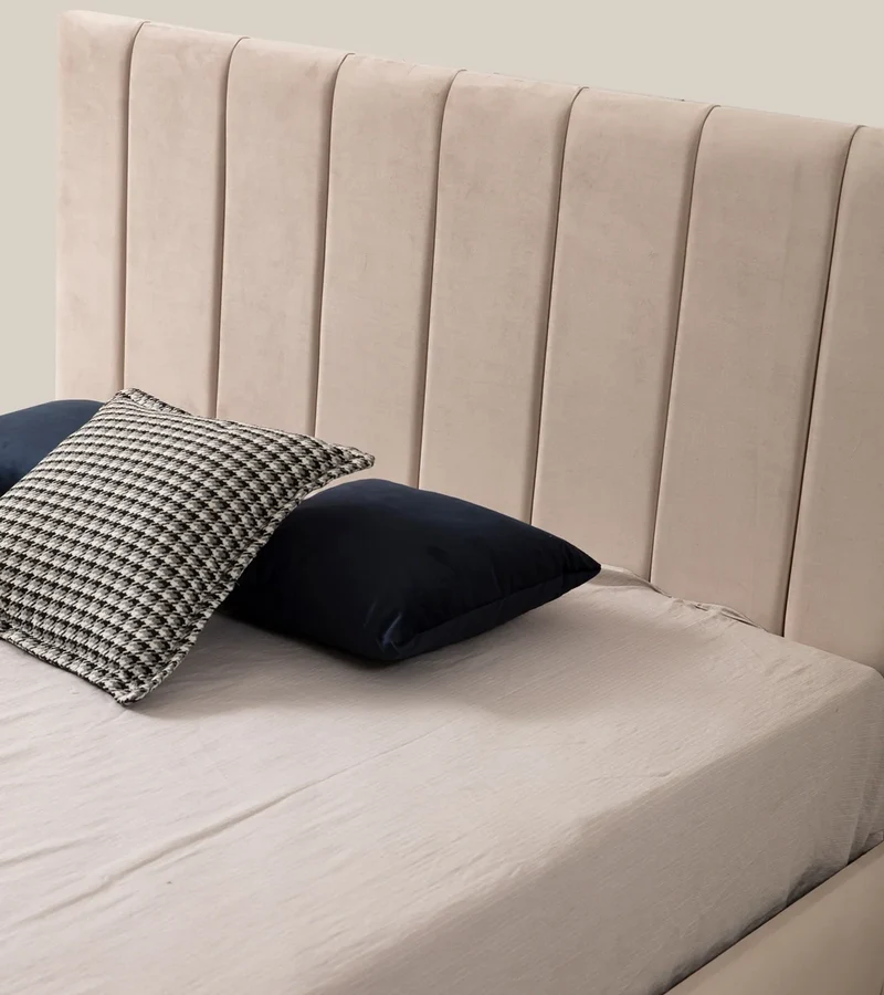 Cadre de Lit Polo Beige - Confort Luxueux et Design