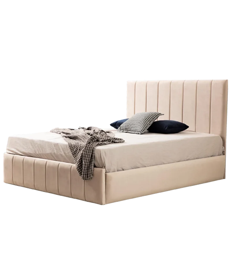 Cadre de Lit Polo Beige - Confort Luxueux et Design