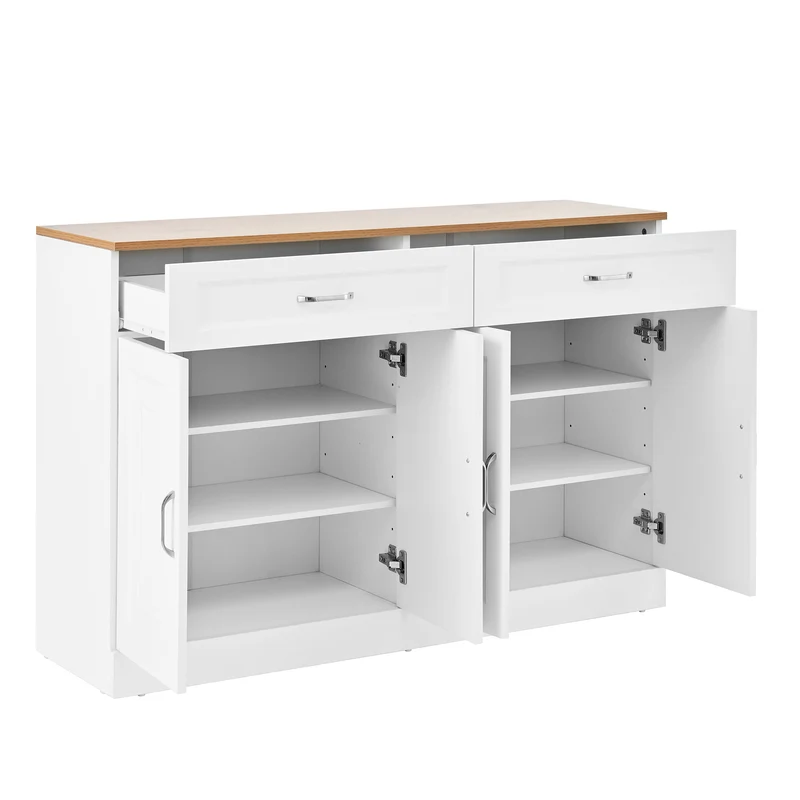 Buffet effet bois et blanc 4 portes et 2 tiroirs 120*35cm OPALPHYT
